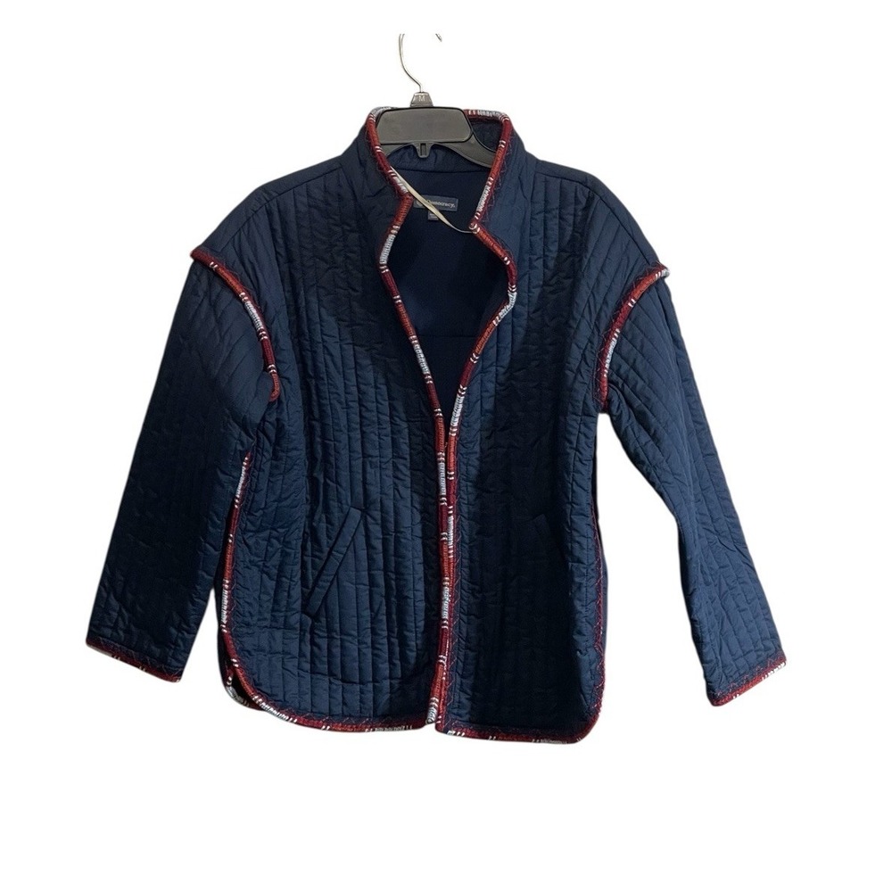 NWT Democracy Small Women Quilted Blazer Jacket Navy Embroidered Southwestern